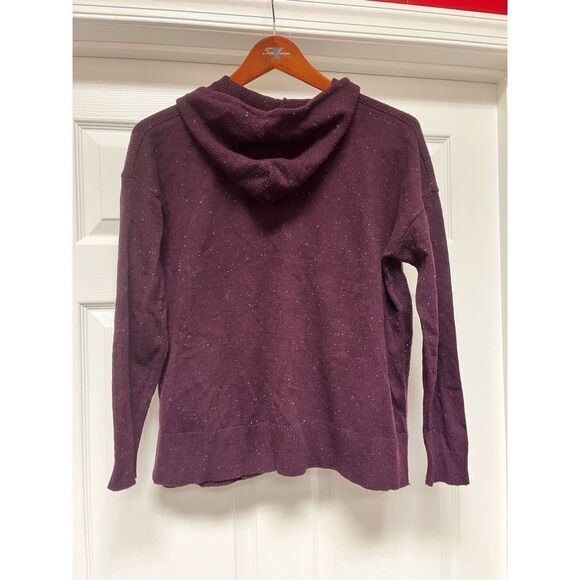 C&C California Burgundy Marled Knit Alpaca Wool Hoodie Zip Up Cardigan Sweater s - Picture 7 of 8